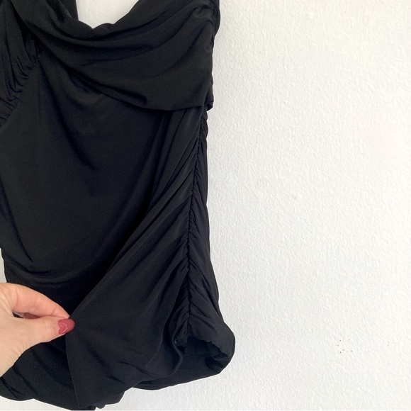 L.A.M.B by Gwen Stefani Black Ruched One Shoulder Retro Halter Top Size Medium - Picture 6 of 13